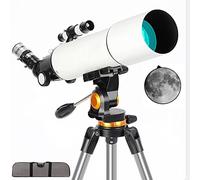 Telescopio, telescopio Refractor astronómico de Alta definición con Apertura de 80 mm y Distancia Focal de 500 mm con trípode Ajustable