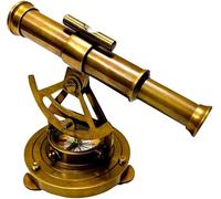 Telescopio vintage de latón con base de brújula, montaje ajustable, pieza decorativa de colección náutica