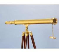 Telescopio vintage de latón macizo náutico marino marino con acabado de latón y marrón (altura de 165 cm)