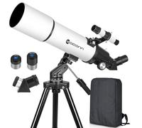 Telescopios astronómicos para Adultos, telescopios de refracción de 600 mm de Apertura de 80 mm para niños y Principiantes, telescopios de portátiles con Mochilas,BAK-4 Porro Prisma