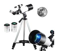 Telescopios para adultos, niños y principiantes, apertura de 70 mm, longitud focal de 400 mm, telescopio astronómico profesional portátil con trípode de acero inoxidable ajustable, 2 oculares, bolsa