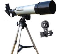 Telescopios para Adultos Telescopio Refractor astronómico de 50 mm de Apertura 360 mm Telescopio de Lente FMC de Prisma BAK4 (Oro) (Plata)