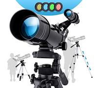 Telescopios para niños Principiantes Telescopio Refractor de astronomía Lente de 70 mm Distancia Focal de 400 mm con trípode Ajustable y Filtro Lunar
