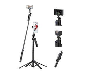 TELESIN 160CM Automático Facial Seguimiento Trípode, Sin App, 360° Rotación Trípode para Teléfono con Sensor de Movimiento, Soporte Trípode para Smartphone/Action Cámara/Cámara para Vlog/VídAeo