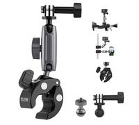 TELESIN° 360 Metal Handlebar Clamp Mount Dirt Bike Motorcycle Roll Bar Tube Mounts Accessories for GoPro 12 11 10 9 8 7 Insta360 X3 Go3 Ace Pro DJI Action 4 Osmo Pocket 3 Camera Accessory