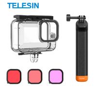 TELESIN 60M funda carcasa impermeable para Gopro Hero 13 12 11 10 9 cubierta protectora subacuática de buceo filtro de lente juego de varillas de flotabilidad