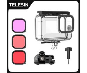 TELESIN 60M funda impermeable para GoPro Hero 13 12 11 10 9 cubierta de carcasa de submarinismo con filtro accesorios de Cámara de Acción