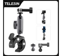 TELESIN Soporte de abrazadera de aluminio resistente de 9 mm a 38 mm, doble pinza de cangrejo de 360 grados para GoPro, Insta360, DJI y otras cámaras de acción