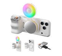 TELESIN Agarre magnético para cámara de teléfono y kit de luz RGB de 360° para iPhone Magsafe y Android, kit de creación de agarre para selfies, fotografía, TikTok, llamadas de zoom, video
