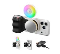 TELESIN Agarre magnético para cámara de teléfono y kit de luz RGB de 360° para iPhone Magsafe y Android, kit de creación de agarre para selfies, fotografía, TikTok, llamadas de zoom, video (B)