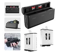 TELESIN Batería y Cargador de Bolsillo Kit Super Duradero para GoPro Hero 12/11/10/9, Carga Rápida, Rendimiento en Clima Frío, 3 Ranuras,TF Card Storage, Consulta de Energía (Cargador + 2 Baterías)