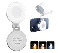 TELESIN C03 - Luz magnética para selfies para smartphones, compatible con Magsafe, CRI97 360 ° LED anillo de luz con espejo - Luz para smartphone, ideal para selfies, fotografía, llamadas de zoom y
