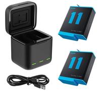 TELESIN Caja cargador de 3 ranuras para GoPro Hero 9 /10 /11 /12 + 2 baterías