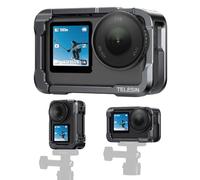 TELESIN Carcasa de aleación de aluminio para DJI Action 6, carcasa protectora de jaula metálica de liberación rápida con tornillo de 1/4" y zapata de flash, accesorios para Action 6