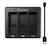 TELESIN Cargador de batería para GoPro Hero 9 Negro con Cable de Carga Tipo C Cargador de Viaje de Triple Canal Compatible con GoPro Hero 9 [baterías GoPro no Incluidas]