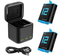 TELESIN Chargeur Triple et boîte de Stockage de Batterie Avec Chargeur à 3 canaux Avec 2 Batteries Li-Ion pour GoPro Hero 12 Hero 11/10/9 Black (1 Chargeur + 2 Batteries)