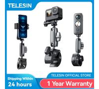 TELESIN Ciclismo Motocicleta Clip Magic Arm 360 ° Súper abrazadera de aleación de aluminio, orificio de 1/4 "para cámara de acción de teléfono móvil GoPro