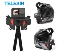 TELESIN-Correa de montaje para casco de motocicleta, soporte de barbilla frontal flotante para GoPro 13 12 11 10 9 DJI Osmo Action3 Insta360, accesorios