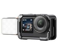 TELESIN Estuche protector de aleación de aluminio con luz LED magnética para DJI Osmo Action 6. Carcasa metálica de liberación rápida con diseño de jaula de conejo, tornillo de 1/4" y zapata para Vlog