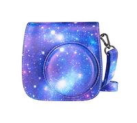 TELESIN Eyeon Funda Protectora de Piel sintética Suave con Correa de Hombro Ajustable Desmontable y Bolsillo para cámara instantánea Fujifilm Instax Mini 9 Mini 8 Mini 8+ (Galaxia)