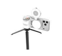 TELESIN Fun Shot Handle Grip Movil + C03 Luz Selfie Magnética(Blanco) + Trípode Metálico, Magnética Empuñadura Kit con Control Remoto Bluetooth Desmontable Compatible con iPhone/MagSafe/Android