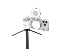 TELESIN Fun Shot Handle Grip Movil + C03 Luz Selfie Magnética(Plata) + Trípode Metálico, Magnética Empuñadura Kit con Control Remoto Bluetooth Desmontable Compatible con iPhone/MagSafe/Android