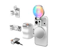 TELESIN Fun Shot Handle Grip Movil (Grip/Kit de Selfie Luz, Grip+RGB Luz(Plata))