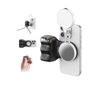 TELESIN Fun Shot Handle Grip Movil (Negro) + TELESIN C03 Magnético Selfie Luz (Blanco) Kit, Compatible con iPhone/Android, Creator Kit para Selfies/Fotografie/TikTok/Zoom-Anrufe/Video