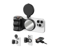TELESIN Fun Shot Handle Grip Movil (Negro) + TELESIN C03 Magnético Selfie Luz (Negro) Kit, Compatible con iPhone/Android, Creator Kit para Selfies/Fotografie/TikTok/Zoom-Anrufe/Video