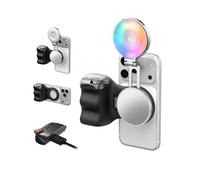 TELESIN Fun Shot Handle Grip Movil(Negro) + TELESIN Luz Selfie RGB 4 en 1 Kit, Compatible con iPhone/Android, Creator Kit para Selfies/Fotografie/TikTok/Zoom-Anrufe/Video