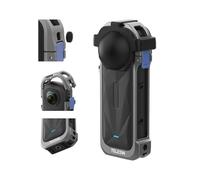 TELESIN Funda de aleación de aluminio + funda de silicona para lente Insta360 X5 con soporte magnético de liberación rápida de 1/4 pulgadas para accesorios de cámara Insta 360 X5