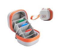 TELESIN Funda rígida para filtro de cámara de acción de hasta 48 mm, bolsa de almacenamiento impermeable y resistente al polvo con correa de mano + mosquetón para filtro ND UV CPL (plata)