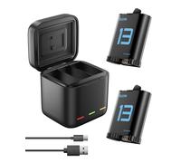 TELESIN Kit de cargador de batería para GoPro Hero 13 Negro - Paquete de 2 baterías y estuche de carga triple con cable tipo C, carga rápida, alta capacidad para Go Pro 13 Black Original Baterías