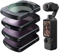 TELESIN Kit de filtros de Objetivo magnético para dji Osmo Pocket 4/3 & Xtra Muse, Pack de 4 CPL ND16 ND64 ND256 Densidad Neutra polarizante HD filtros de Vidrio Corning ultradelgados