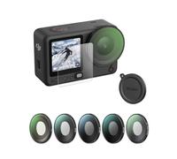 TELESIN Kit de filtros para DJI Osmo Action 6, filtro CPL atornillado, ND8/16/32 y 1/4 juego de filtros de lente de niebla negra + protector de pantalla de vidrio templado + cubierta de lente de