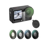 TELESIN Kit de filtros para DJI Osmo Action 6, filtro polarizador CPL atornillado y filtros de lente ND8/16/32 con protector de pantalla de vidrio templado y tapa de lente de silicona, vidrio óptico