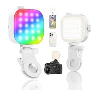 TELESIN° Luz de video RGB magnética, luz LED de selfie a todo color de 360° con soporte, luz portátil recargable de 95+ CRI/2000 mAh, compatible con MagSafe/iPhone/Android, fotografía/YouTube/llamadas
