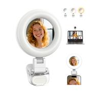 TELESIN Luz Movil Portatil con Clip, 6 Modos Foco, Recargable LED Luz para Selfies con Espejo, para iPhone/Android, Videoconferencias con Ordenador Portátil, TikTok, Llamadas de Zoom, Maquillaje
