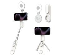 TELESIN Magnético Mini Palo Palo Selfie Tripode + C03 Luz Selfie Magnética, Palo Selfie Tripode Portátil con Control Remoto Bluetooth de Zoom, Compatible con MagSafe/iPhone/Android