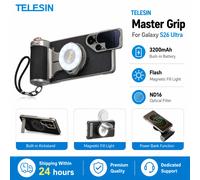TELESIN Master Grip para Galaxy S26 Ultra, Empuñadura Magnética para Cámara con Batería de 3200mAh, Filtro ND16 y Luz de Relleno for Samsung S26Ultra