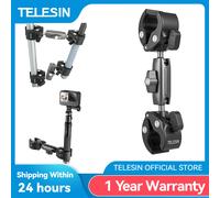 TELESIN Soporte de abrazadera de aluminio resistente de 9 mm a 38 mm, doble pinza de cangrejo de 360 grados para GoPro, Insta360, DJI y otras cámaras de acción
