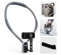 TELESIN° POV/Vlog Soporte Cuello Telefono con Clip, Manos Libres Teléfono Cuello Soporte w Pecho Correa Cuello Selfie Monte Grabación de Vídeo para iPhone Samsung Pixel y Todos los Teléfono (Gris)