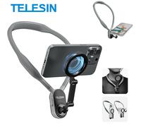 TELESIN silicona magnética de liberación rápida soporte de cuello para Iphone 15 14 13 12 11 SAMSUNG HUAWEI XIAOMI accesorios para teléfonos inteligentes Grey
