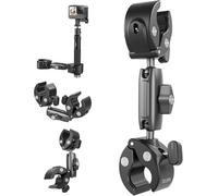 TELESIN Soporte de abrazadera de aluminio resistente de 9 mm a 38 mm, doble pinza de cangrejo de 360 grados para GoPro, Insta360, DJI y otras cámaras de acción