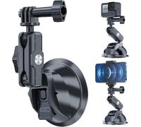 TELESIN Soporte de Coche con Ventosa para dji Action 6 5 Pro/4/3 Osmo Pocket GoPro Hero 13 12 11 10 Insta360 X5 y Accesorios para teléfonos, Soporte para Parabrisas, ventanilla de Coche, salpicadero