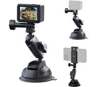 TELESIN Soporte de Montaje de Ventosa para Teléfono con Cámara deAcción para Parabrisas de Coche Compatible para Gopro Hero 13 12 11 10 9 8 MAX Insta360 Dji Osmo Action y más con Soporte para Teléfono