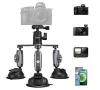 TELESIN Soporte de Ventosa para Cámara/Teléfono Inteligente/DSLR/Mic, GoPro Insta360 dji Osmo Soporte de Ventosa con rotación de 360 Grados y Trípode con Ventosa de aleación de Aluminio Resistente