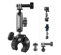 TELESIN Soporte para Motocicleta y Bicicleta para GoPro Hero 13 12 11 10 9, dji Osmo 360 Action 5 Pro 4, insta360 X5 X4, con rotación de 360°, Adaptador de 1/4-20 mm, Cámara de Acción Accesorio