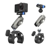 TELESIN Soporte Super Clamp para Bicicleta/Motocicleta para dji Osmo 360/Action 5 Pro/4/3/Pocket 3 | Clips Magnéticos de Doble Bloqueo | Rótula Giratoria de 360° | Compatible con Manillar de 9-38 mm