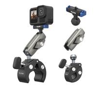 TELESIN Super Clamp para Moto/Bici para GoPro Hero 13, 9-38mm | Mordaza potente, rótula 360°, para tubos de 9-38 mm.